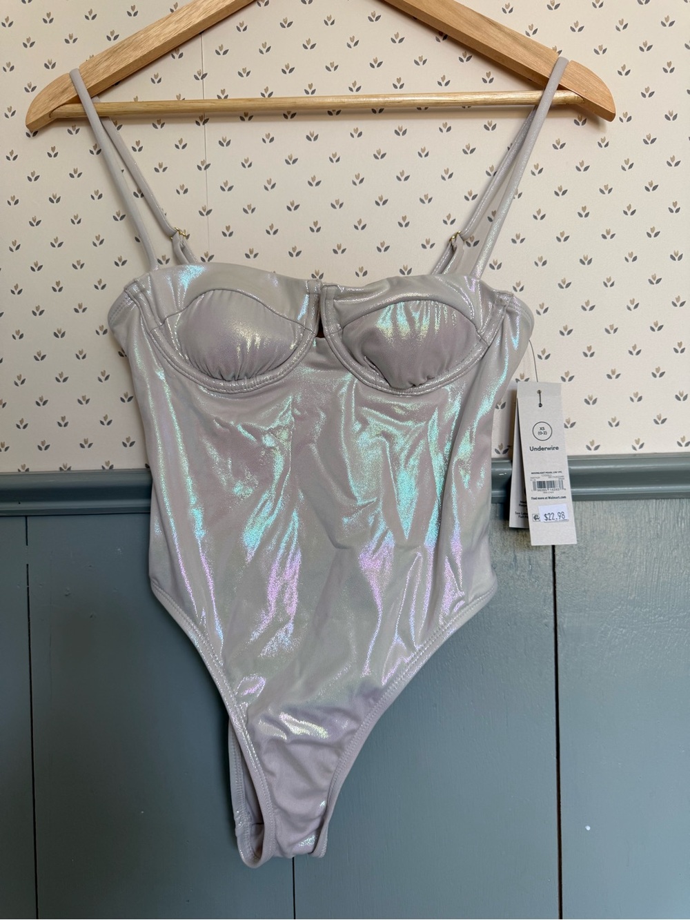 NWT Iridescent Pearl Swim Suit XS